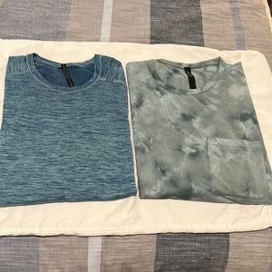 Mens Lululemon tshirts.  Size XL.  One shirt is blue and other shirt is green.